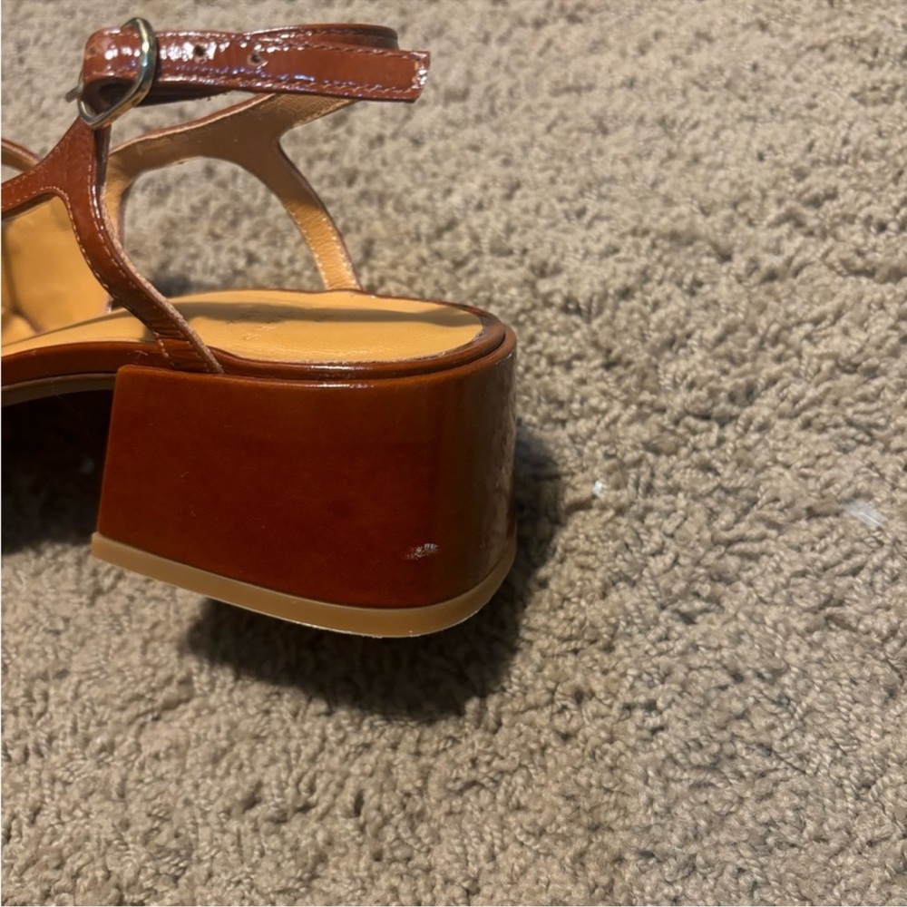 🍂🍎Sezane PAULA BABIES in PATENT CAMEL Sling back Heels - Picture 12 of 13